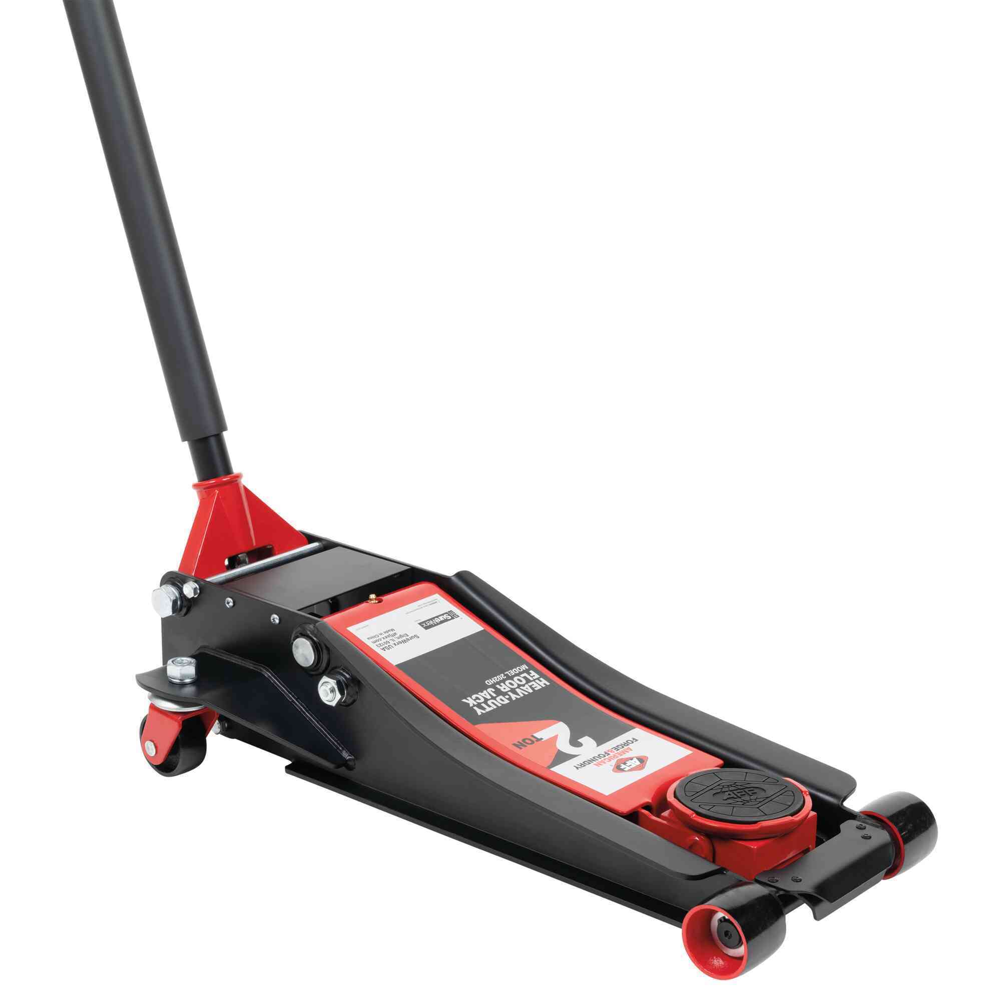 American Forge & Foundry - Service Jack - 2 Ton Capacity - Lightning™ Lift - Short Chassis - Low Profile - 2 pc Handle - 2.75" Min H to 19.7" Max H - Heavy Duty - Model # 202HD